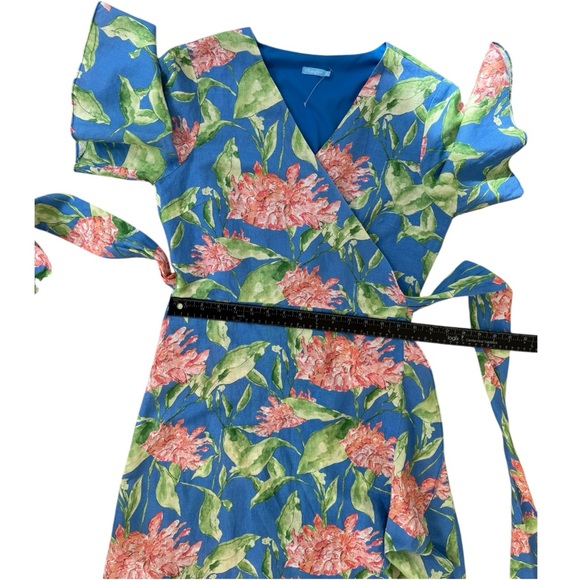 J McLaughlin Audette Wrap Maxi Dress Peony Bloom Flutter Sleeve Sz S NWOT - Picture 11 of 16